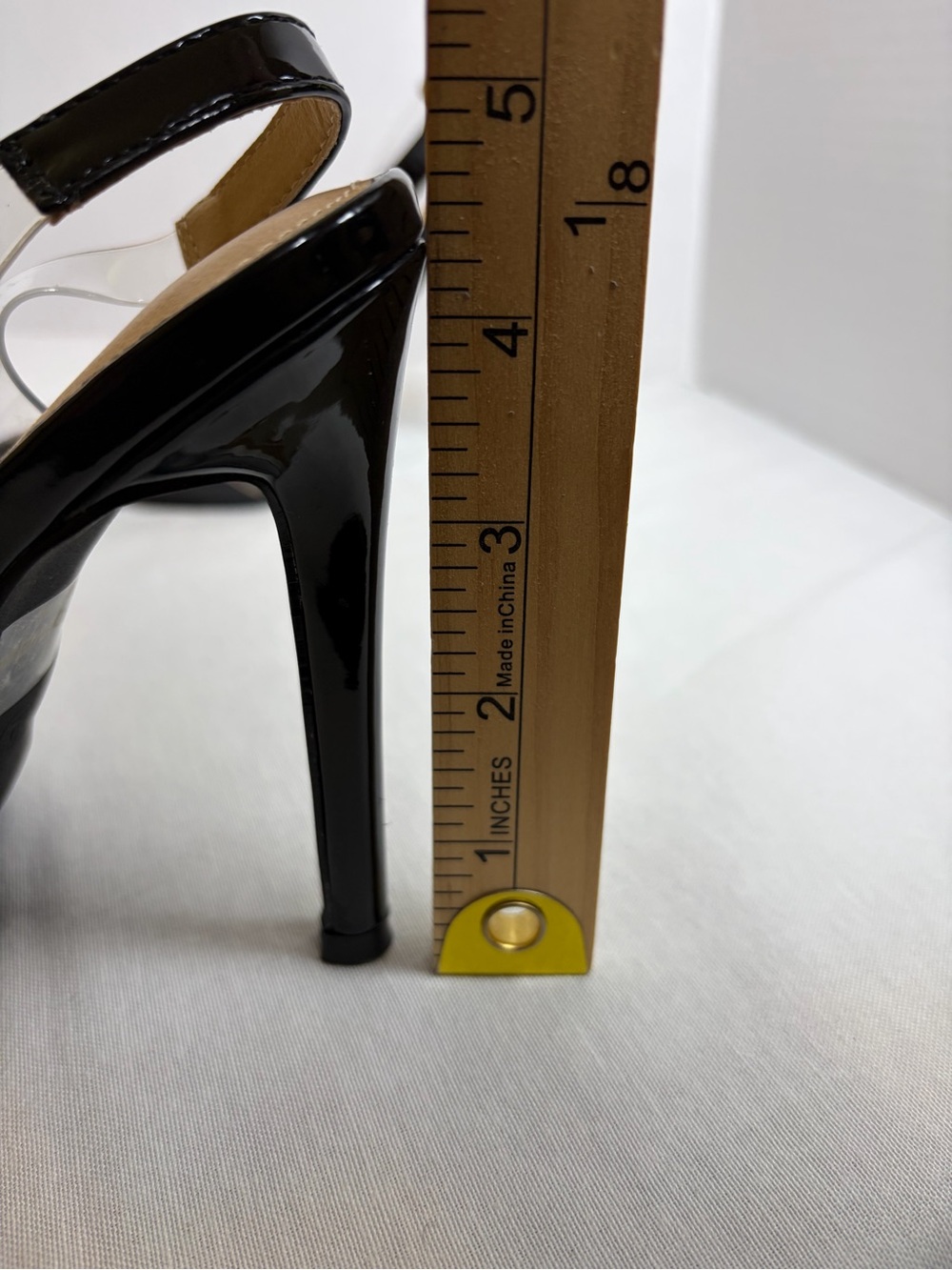 Fashion Nova Dare You Clear PVC Slingback Pumps Black Pointed Toe Heels Size 6 - Picture 10 of 10